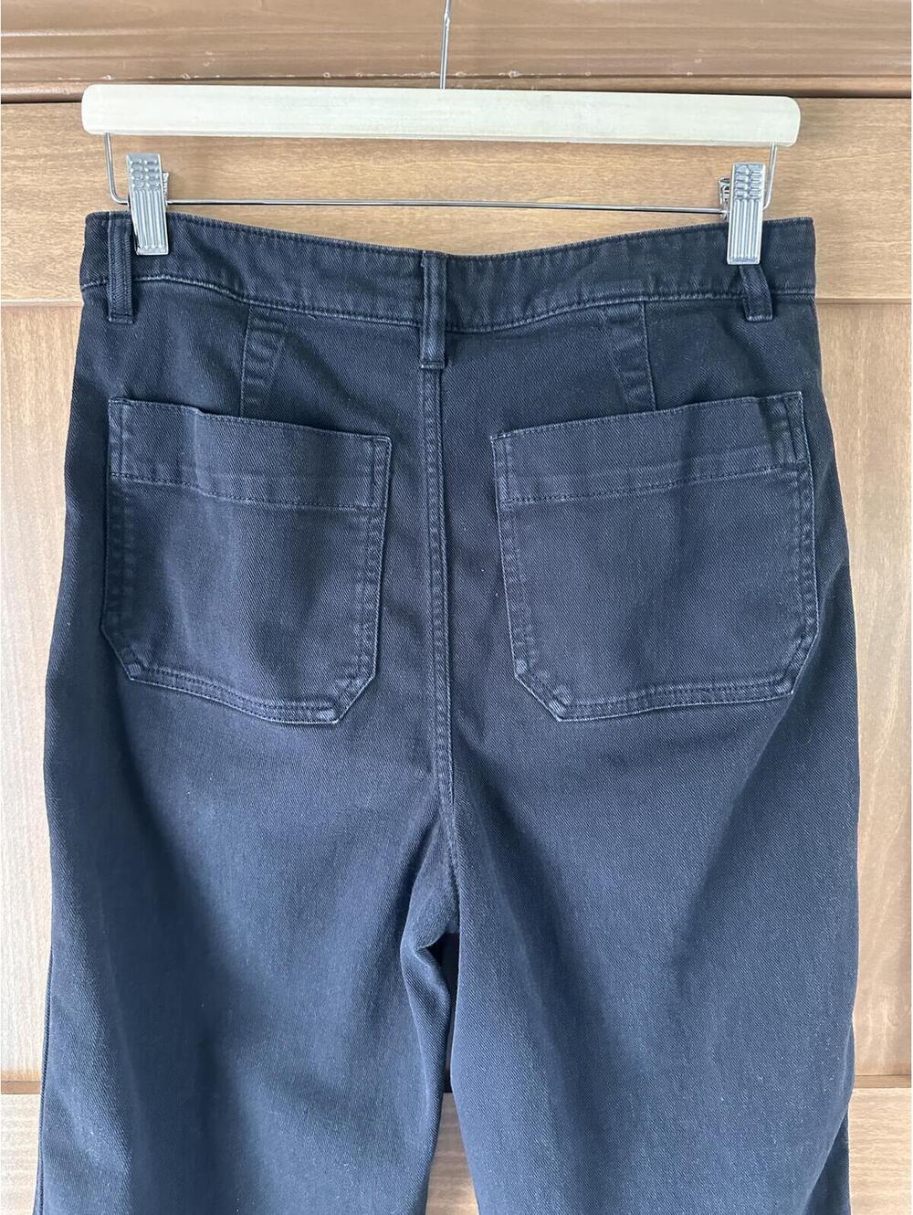 QUINCE Organic Stretch Cotton Twill Wide-Leg Crop Pants Black Women’s size 29 - Picture 6 of 14